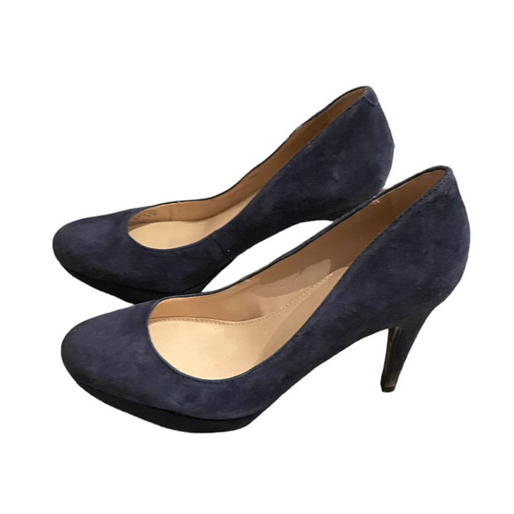 Marc Fisher Sydney Blue Suede Platform Heels - Size 7M - Picture 2 of 15